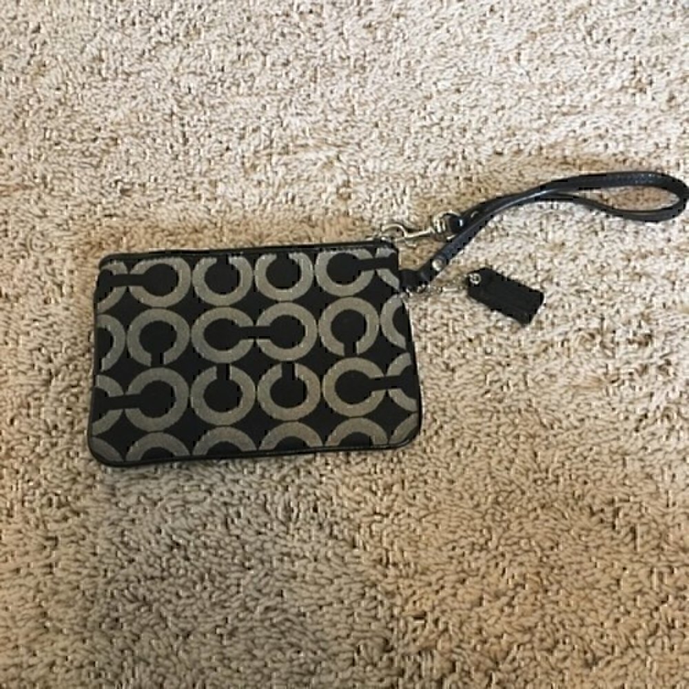 Coach Black and Tan OP Art signature wristlet - Picture 6 of 13